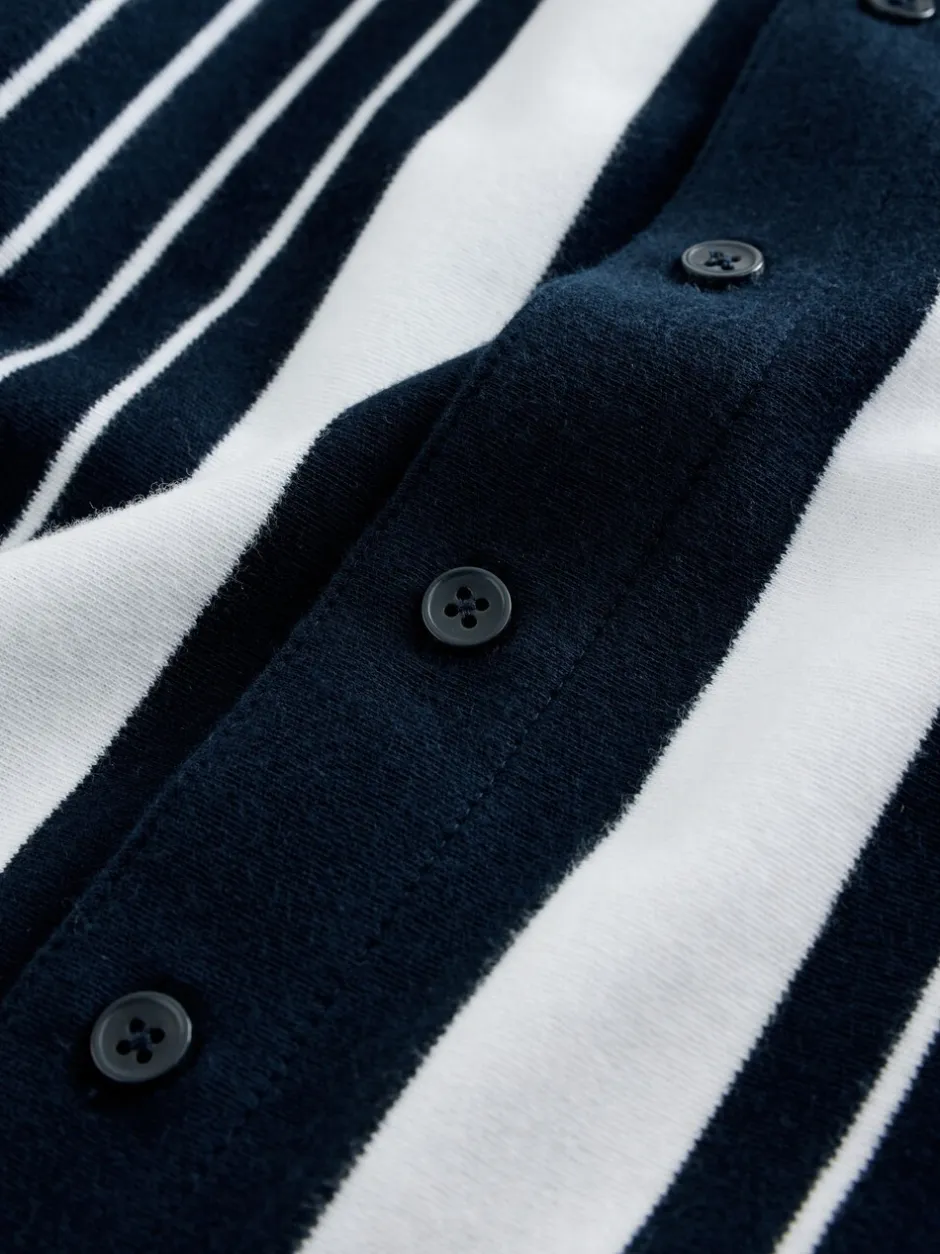 Next Marine/Blanc - Chemise en jersey à manches courtes à rayures verticales (3-16ans) Clearance