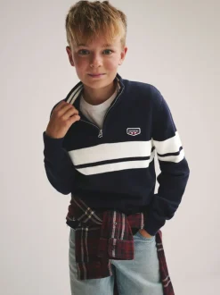 Superdry Marine/Blanc - Pull en maille New