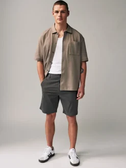 Next Marine/Charbon - - Short chino extensible 2 Pack Ajustement lâche Outlet