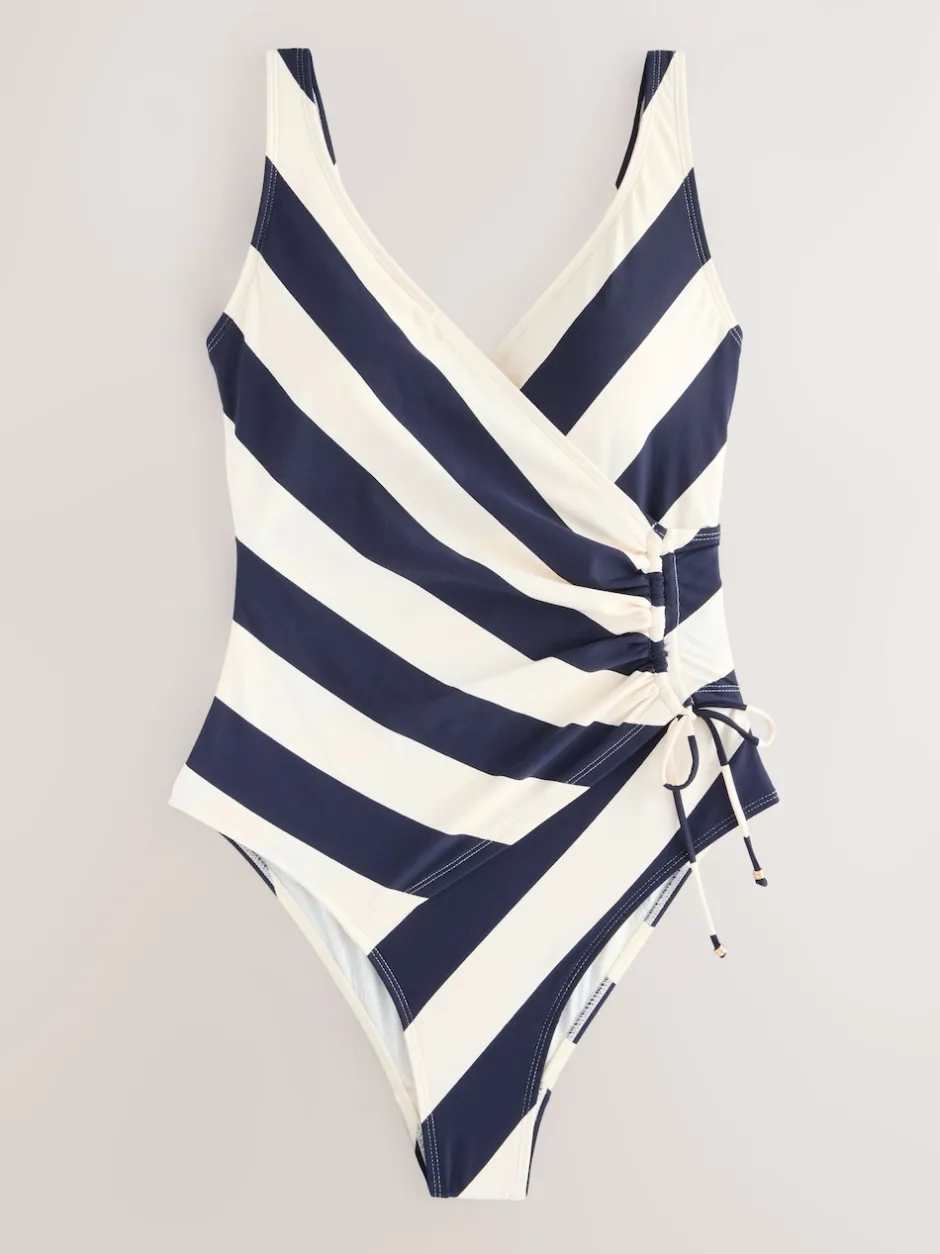 Next - Maillot de bain gainant le ventre froncé Marine/Crème Hot