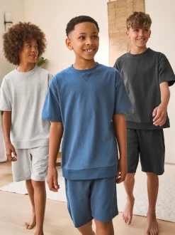 Next - Lot de 3 pyjamas à jambes courtes (3-16ans) (3-16ans) Marine/Gris Outlet