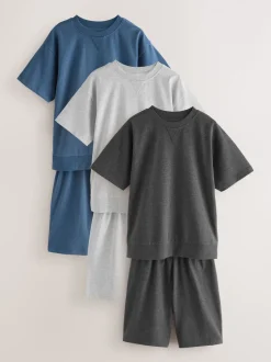 Next - Lot de 3 pyjamas à jambes courtes (3-16ans) (3-16ans) Marine/Gris Outlet