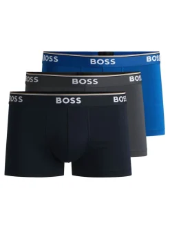 BOSS - Lot de boxers Power Extensible en coton 3 Marine/Gris/Bleu New