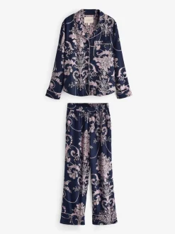 Laura Ashley - Pyjama Josette boutonné Marine/Rose Hot