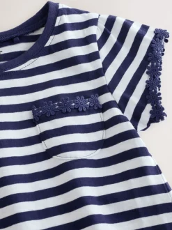 Next Marine/White Stripe - T-shirt à pochettes Daisy (1.5-16ans) Clearance