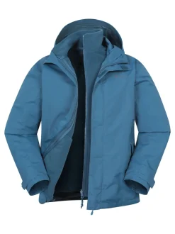Mountain Warehouse - Mens Fell 3-In-1 Veste résistante à l'eau Marl bleu New