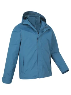 Mountain Warehouse - Mens Fell 3-In-1 Veste résistante à l'eau Marl bleu New