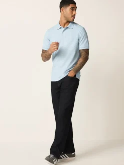 Next - Slim Fit (Slim Fit) - Polo Manches courtes Pique Marl bleu clair New