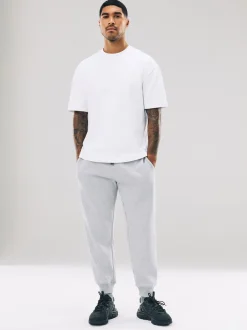 Next Marl gris - Slim Fit (Slim Fit) - Pantalon de Joggings en coupe ajustée à dos brosse Outlet