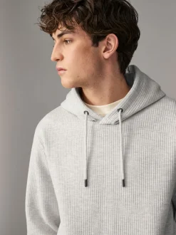 Next Marl gris - Sweat à capuche texturé linéaire Outlet