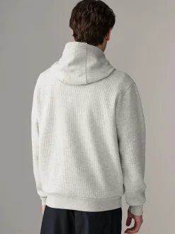 Next Marl gris - Sweat à capuche texturé linéaire Outlet