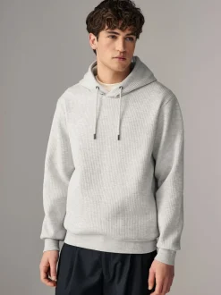 Next Marl gris - Sweat à capuche texturé linéaire Outlet