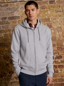 Next Marl gris - Sweat à capuche zippé en jersey épais riche en coton Hot