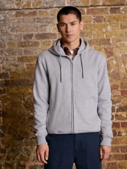 Next Marl gris - Sweat à capuche zippé en jersey épais riche en coton Hot