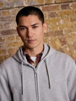 Next Marl gris - Sweat à capuche zippé en jersey épais riche en coton Hot