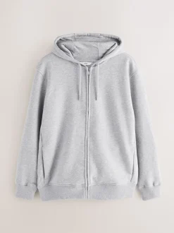 Next Marl gris - Sweat à capuche zippé en jersey épais riche en coton Hot