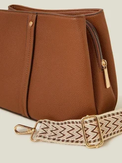 Accessorize Marron - Faux Leather Webbing Strap Sac à bandoulière