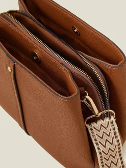 Accessorize Marron - Faux Leather Webbing Strap Sac à bandoulière