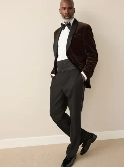 Next Marron - Ajustement régulier - Blazer Signature Pontoglio en velours italien avec revers châle Best