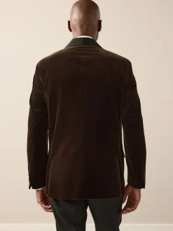 Next Marron - Ajustement régulier - Blazer Signature Pontoglio en velours italien avec revers châle Best
