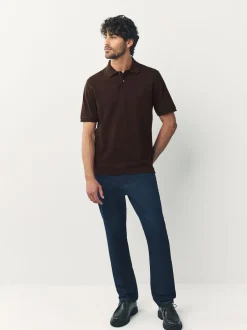 Next - Ajustement régulier - Polo Manches courtes Pique Marron Online