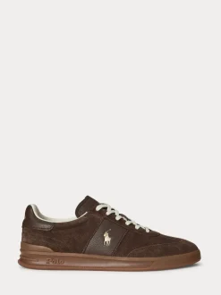 Polo Ralph Lauren Marron - Baskets Hertitage Aera en daim mélangé New