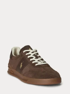 Polo Ralph Lauren Marron - Baskets Hertitage Aera en daim mélangé New