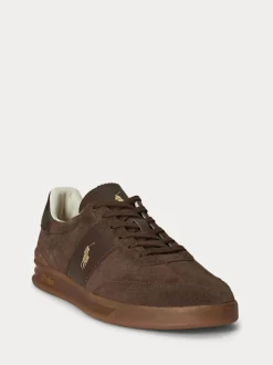 Polo Ralph Lauren Marron - Baskets Hertitage Aera en daim mélangé New