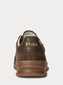 Polo Ralph Lauren Marron - Baskets Hertitage Aera en daim mélangé New