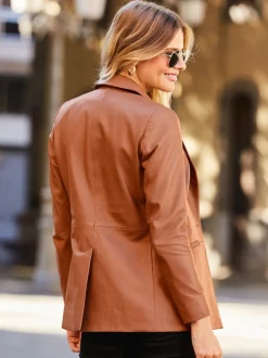 Sosandar Marron - Blazer en cuir Sale