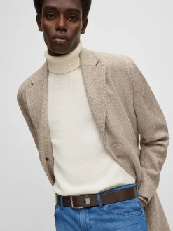 BOSS Marron - Ceintures de cuir en métal brossé Clearance