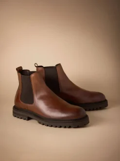 Next Marron - Bottes Chelsea cuir Signature Sale