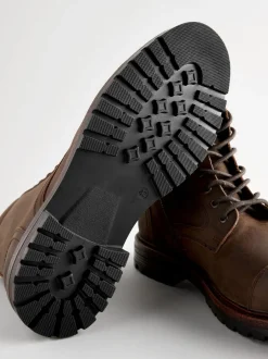 Next Marron - Bottes zippées à embout en cuir Clearance