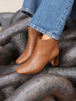 Linzi - Bottines Cove Comfort à talons carrés Marron Discount