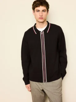 Next Marron - Cardigan N. Premium à liserés Milieu zippé coupe classique Discount