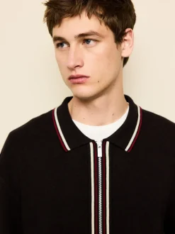 Next Marron - Cardigan N. Premium à liserés Milieu zippé coupe classique Discount