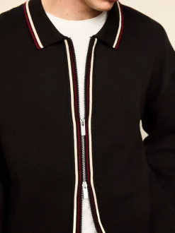 Next Marron - Cardigan N. Premium à liserés Milieu zippé coupe classique Discount