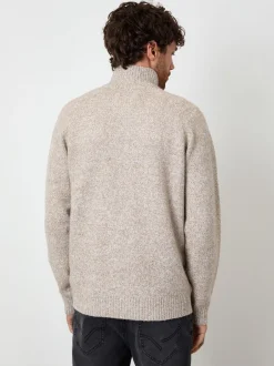 Threadbare Marron - Cardigan en maille boutonné à Col cheminée Online