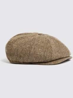 MOSS Marron - Casquette Harris en tweed à chevrons Baker Boy Discount