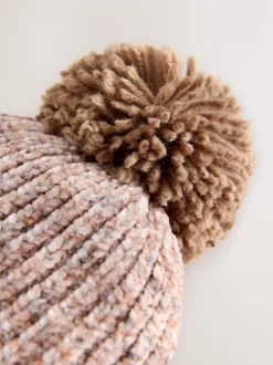Next Marron - Chapeau bébé en chenille avec pompon (0mois-2ans) Clearance