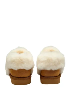 Dunlop Marron - Chaussons pleins à col en faux daim New