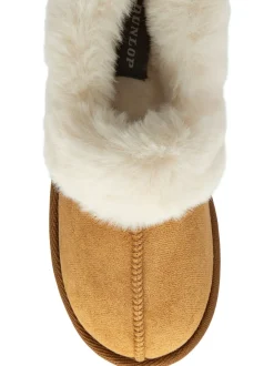 Dunlop Marron - Chaussons pleins à col en faux daim New