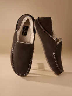 Next Marron - Chaussons mocassins Signature Kickdown en daim Outlet