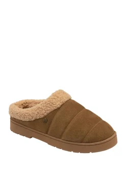 Dunlop Marron - Chaussons mules en daim Clearance