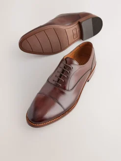 Next Marron - Chaussures Oxford à semelle contrastée en cuir Clearance