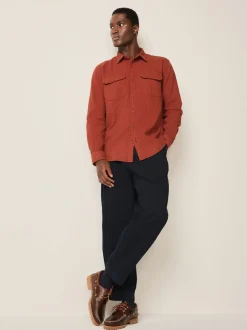 Next Marron - Chemise Coupe classique texturée à manches longues gaufrée Discount