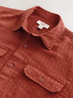 Next Marron - Chemise Coupe classique texturée à manches longues gaufrée Discount