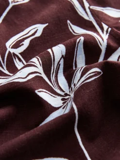 Next Marron - Chemise en lin et TENCEL™ Blend manches courtes à imprimé Fleuri Outlet