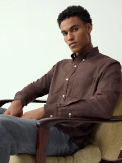 Next - Chemise Oxford douce à manches longues Marron Sale