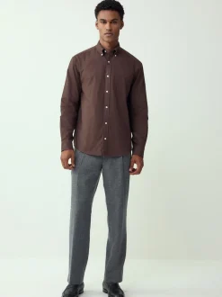 Next - Chemise Oxford douce à manches longues Marron Sale